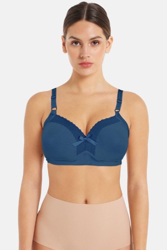 ACEMOĞULLARI - Acemoğlu Kadın Toparlayıcı Sütyen Balensiz D Cup Dantelli - Saks Mavisi