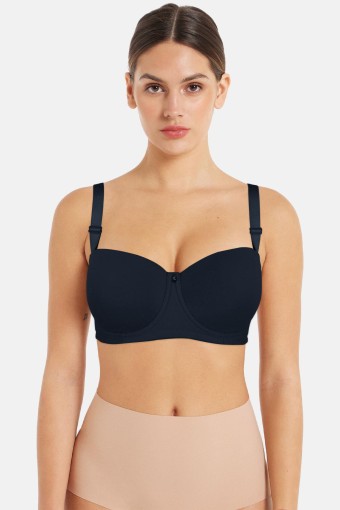 ACEMOĞULLARI - Acemoğlu Kadın Toparlayıcı Sütyen E Cup Straplez Düz Balenli - Petrol Mavisi