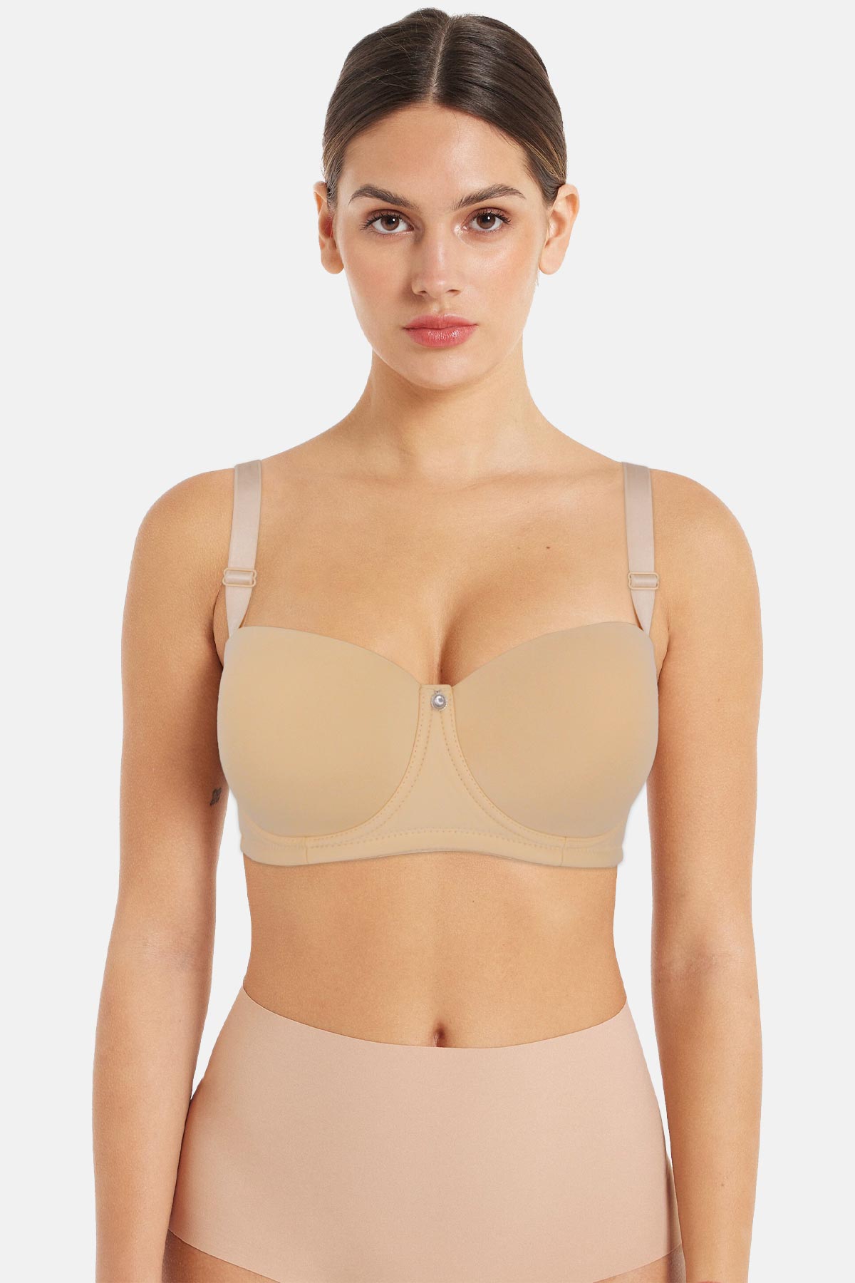 Acemoğlu Kadın Toparlayıcı Sütyen E Cup Straplez Düz Balenli - Petrol Mavisi - Thumbnail