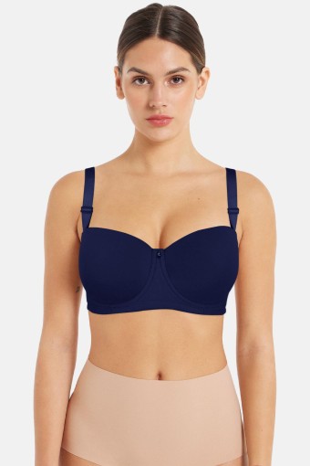 ACEMOĞULLARI - Acemoğlu Kadın Toparlayıcı Sütyen E Cup Straplez Düz Balenli - Saks Mavisi