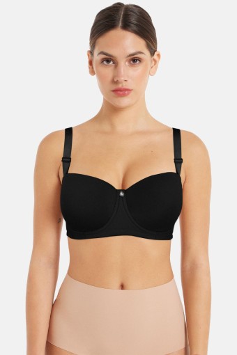 ACEMOĞULLARI - Acemoğlu Kadın Toparlayıcı Sütyen E Cup Straplez Düz Balenli - Siyah