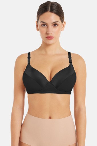 ACEMOĞULLARI - Acemoğlu Kadın Toparlayıcı Sütyen Kulaklı D Cup Balenli - Siyah