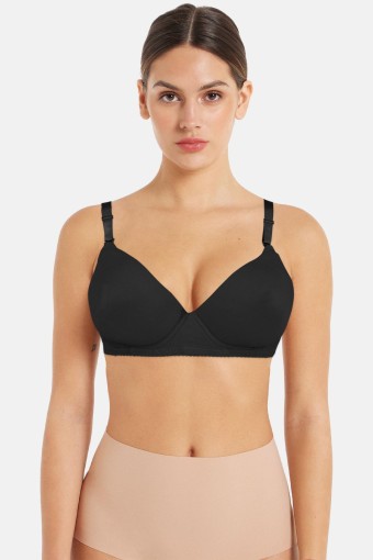 ACEMOĞULLARI - Acemoğlu Kadın Toparlayıcı Sütyen Kulaklı D Cup Düz Mikro Kumaş - Siyah