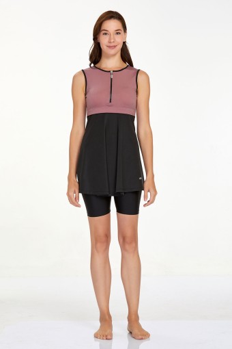 ADASEA - Adasea Kadın Yarı Kapalı Mayo Fermuar Detaylı Arlet - Kiremit