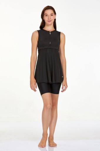 ADASEA - Adasea Kadın Yarı Kapalı Mayo Fermuar Detaylı Arlet - Siyah