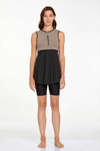 ADASEA - Adasea Kadın Yarı Kapalı Mayo Fermuar Detaylı Arlet - Siyah (1)