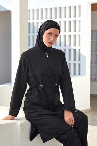ADASEA - Adasea Kadın Ebony Tam Tesettür Mayo Fermuarlı - Siyah (1)