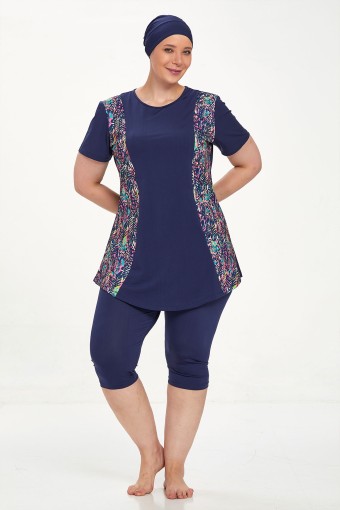 ADASEA - Adasea Kadın Gilma Yarı Kapalı Mayo Büyük Beden - Koyu Lacivert