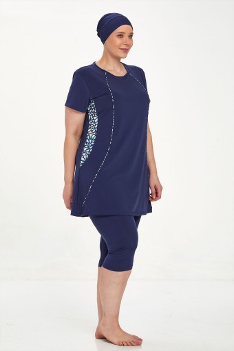 ADASEA - Adasea Kadın Helga Yarı Kapalı Mayo Büyük Beden - Koyu Lacivert