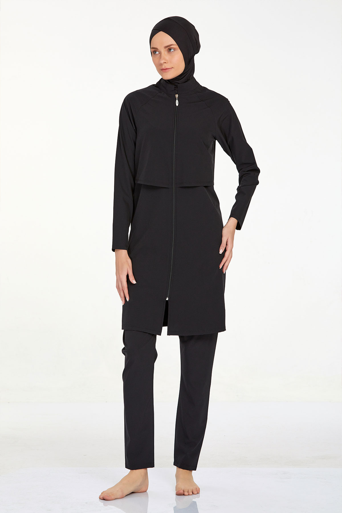 Adasea Kadın Joselyn Tam Kapalı Tesettür Mayo Büyük Beden - Siyah - Thumbnail