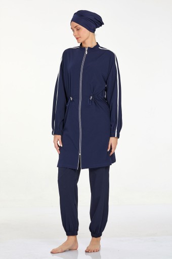 ADASEA - Adasea Kadın Maddie Tam Kapalı Tesettür Mayo - Koyu Lacivert