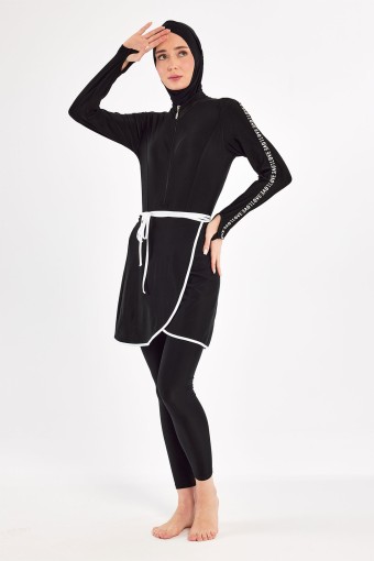 ADASEA - Adasea Kadın Oreta Tam Tesettür Mayo Love Yazılı - Siyah