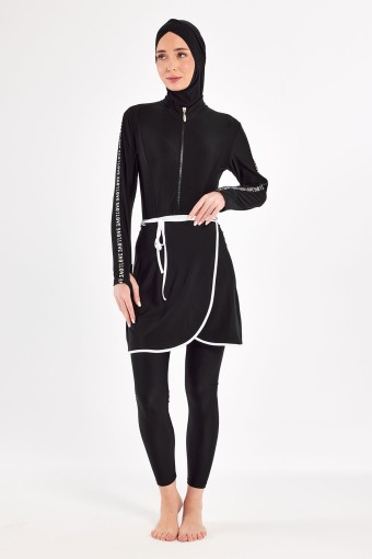 ADASEA - Adasea Kadın Oreta Tam Tesettür Mayo Love Yazılı - Siyah (1)