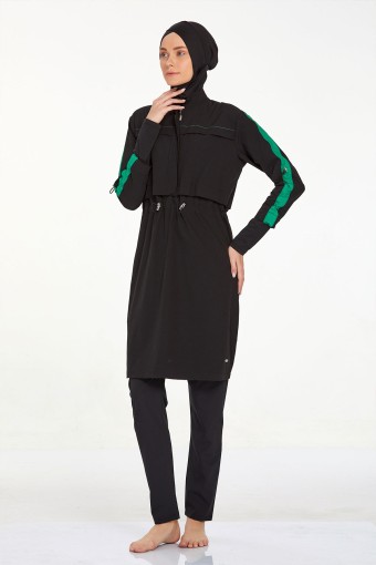 ADASEA - Adasea Kadın Silver Tam Kapalı Tesettür Mayo - Siyah