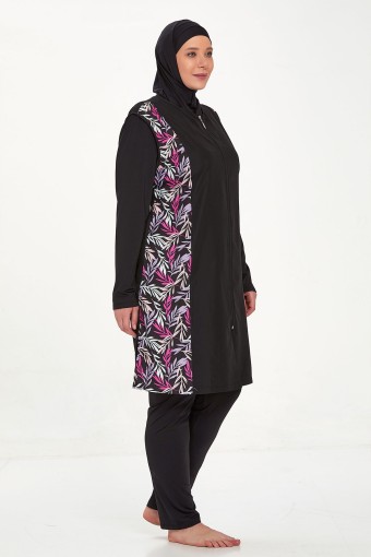 ADASEA - Adasea Kadın Tam Kapalı Tesettür Mayo Jewelina Büyük Beden - Siyah