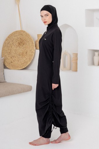 ADASEA - Adasea Kadın Tam Tesettür Mayo Sophia Paraşüt Jilesi Uzun - Siyah (1)