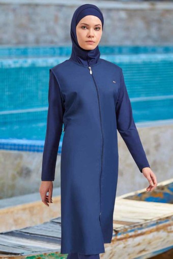 ADASEA - Adasea Kadın Tesettür Mayo Büyük Beden Tam Kapalı 3 lü - Koyu Lacivert