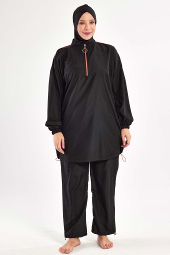 ADASEA - Adasea Kadın Valeria Tam Kapalı Tesettür Mayo Battal - Siyah
