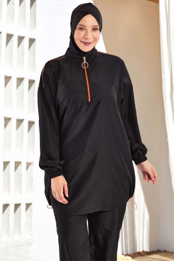 ADASEA - Adasea Kadın Valeria Tam Kapalı Tesettür Mayo Battal - Siyah (1)
