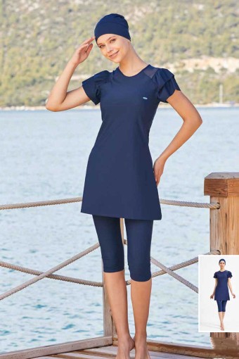 ADASEA - Adasea Kadın Yarı Kapalı Tesettür Mayo - Koyu Lacivert