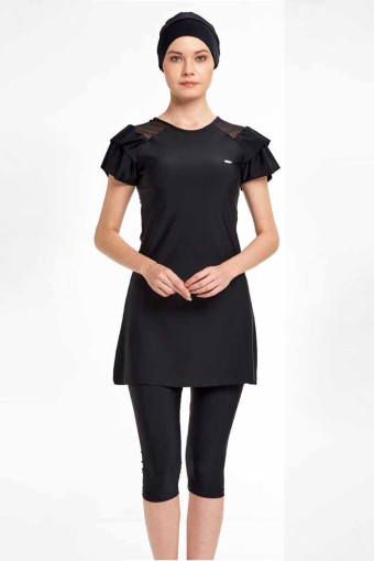 ADASEA - Adasea Kadın Yarı Kapalı Tesettür Mayo - Siyah