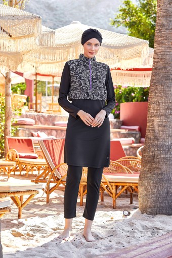 ADASEA - Adasea Kadın Zeyden Tam Kapalı Tesettür Mayo - Siyah (1)