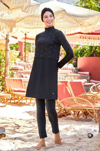 ADASEA - Adasea Kadın Zury 2'li Tam Kapalı Mayo Boneli - Siyah (1)