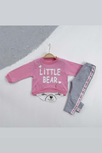 AGUCUK BABY - Agucuk Baby Kız Bebek 2'li Takım Little Bean Yazılı Penye - Pembe