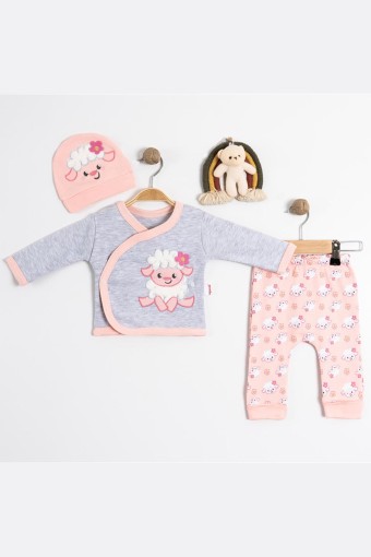 AGUCUK BABY - Agucuk Baby Kız Bebek 3'lü Takım Kuzu Desenli