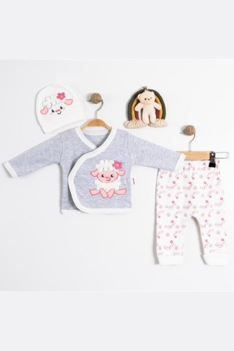 AGUCUK BABY - Agucuk Baby Kız Bebek 3'lü Takım Kuzu Desenli (1)