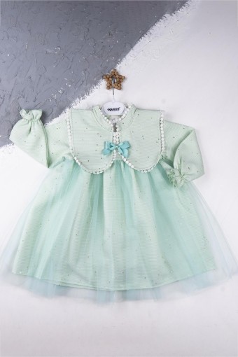 AGUCUK BABY - Agucuk Baby Kız Çocuk Elbise Tüllü Fistolu - Mint
