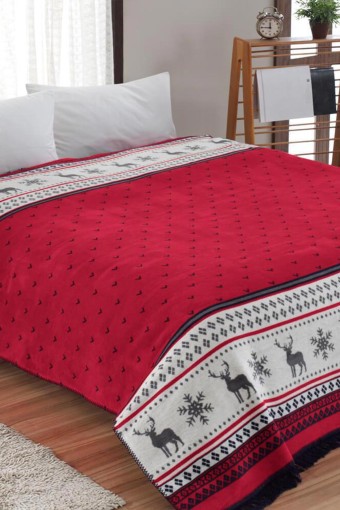 AKSU - Aksu Battaniye Çift Kişilik Geyikli Carmelo Pamuklu (1)