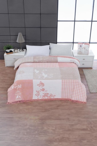 AKSU - Aksu Battaniye Çift Kişilik Kareli Rene Pamuklu