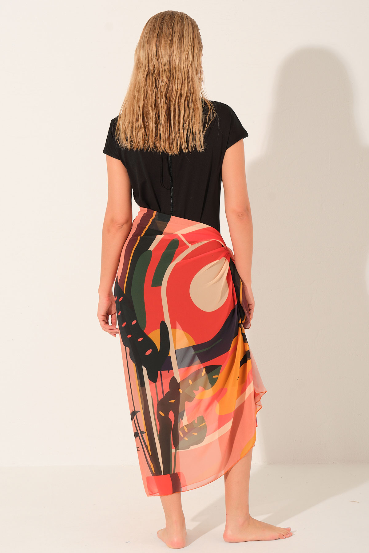 Alfasa Kadın Desenli Pareo Tül - Thumbnail