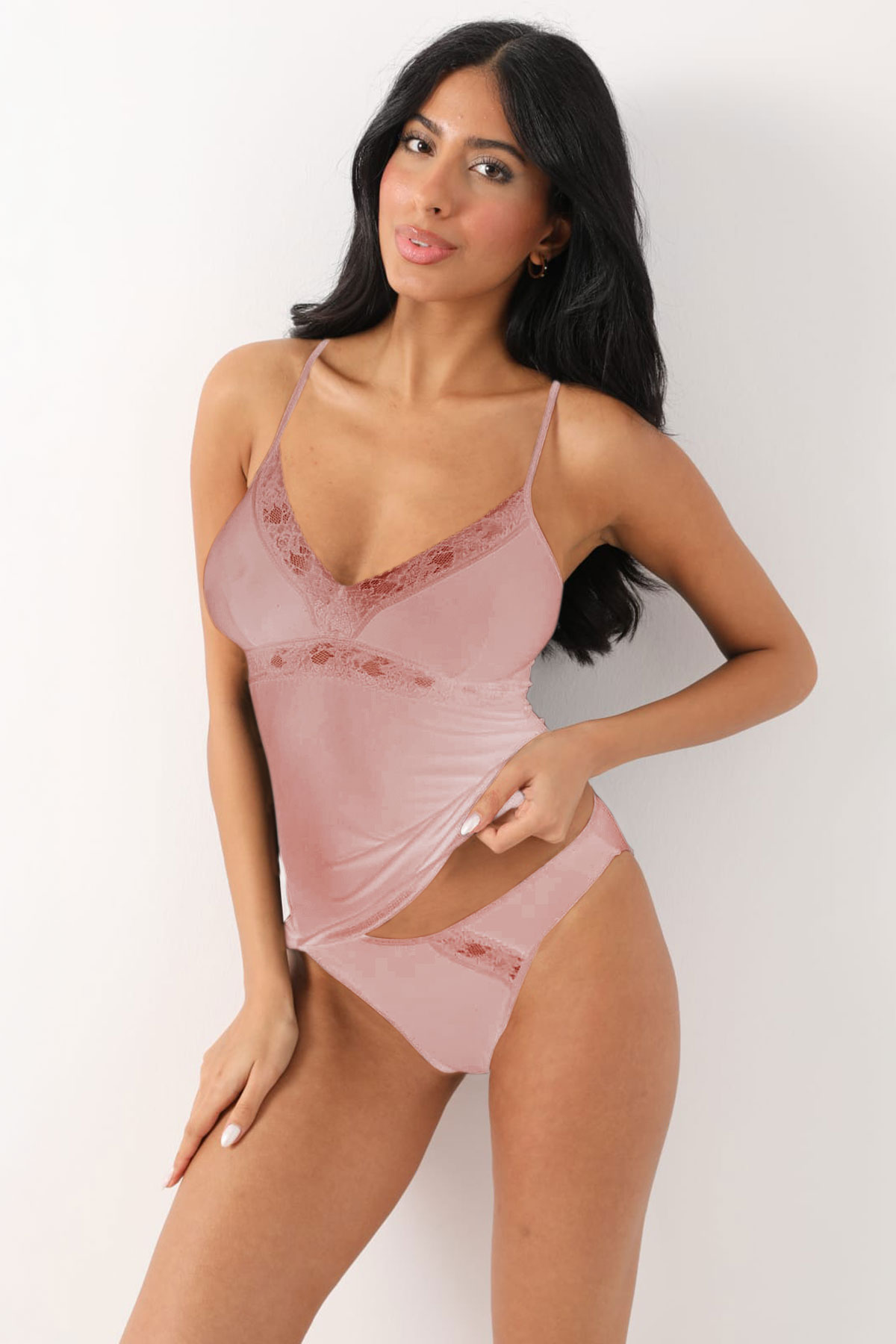 Alvin Kadın Çeyizlik Kaşkorse Takım Dantelli - Thumbnail