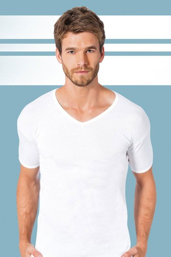 ANIT OUTLET - Anıt Erkek Yarım Kol Atlet V Yaka - Beyaz - 2XL (1)