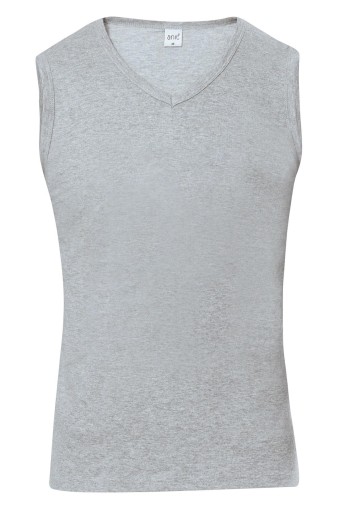 ANIT OUTLET - Anıt Erkek Ribana Sıfır Kol Atlet V Yaka - Gri - 5 (L)