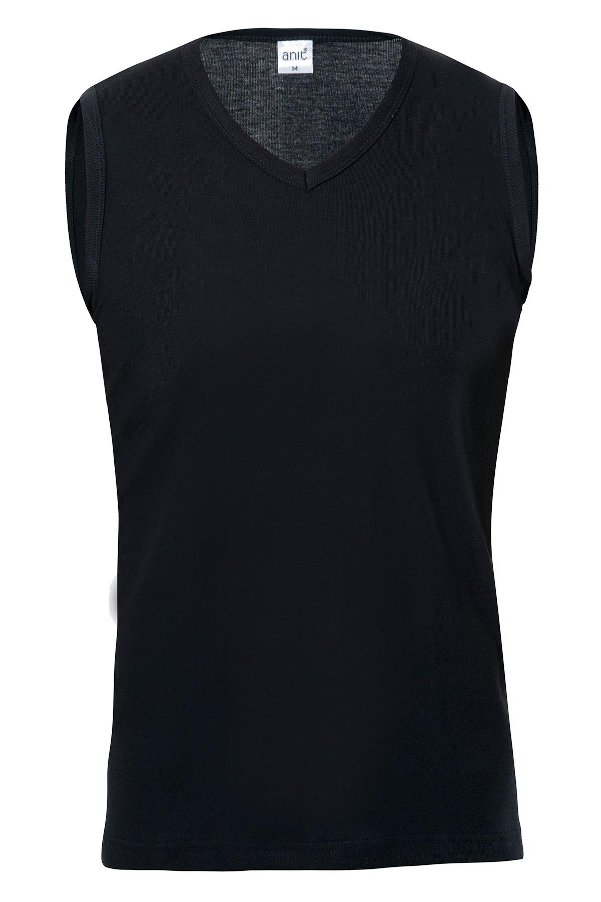 Anıt Erkek Ribana Sıfır Kol Atlet V Yaka - Siyah - 5 (L) - Thumbnail