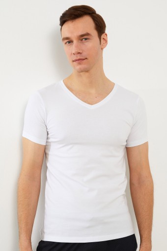 ANIT - Anıt Erkek Yarım Kol Atlet Ribana V Yaka - Beyaz - 7 (2XL)