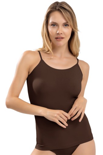 ANIT - Anıt Kadın İp Askılı Pamuklu Atlet - Kahverengi - 2XL