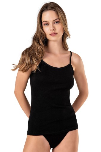 ANIT - Anıt Kadın İp Askılı Pamuklu Atlet - Siyah - 2XL