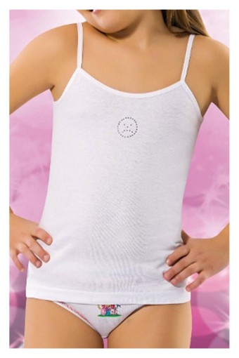 ANIT OUTLET - Anıt Kız Çocuk İp Askılı Taşlı Ribana Atlet - Beyaz - 7-8 Yaş (1)