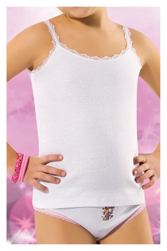 ANIT OUTLET - Anıt Kız Çocuk İp Dantel Askılı Ribana Atlet - Beyaz - 5-6 Yaş (1)