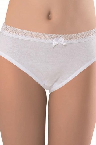 ANIT OUTLET - Anıt Kız Çocuk Kalp Desenli Ribana Slip Külot - Beyaz - 5-6 Yaş