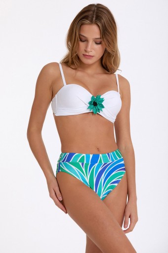 ARGENTO - Argento Kadın Bikini Takımı Double Push Up Çiçekli - Yeşil Mavi Desen (1)