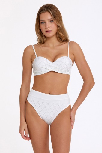 ARGENTO - Argento Kadın Bikini Takımı Double Push Up Yüksel Bel - Siyah/Beyaz