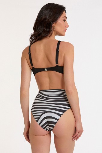 ARGENTO - Argento Kadın Bikini Takımı Şortlu Zebra Desen - Siyah/Beyaz (1)