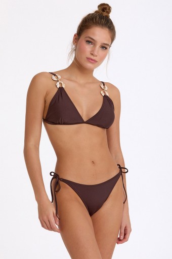 ARGENTO - Argento Kadın Bikini Takımı Üçgen Askı Aksesuarlı - Kahverengi