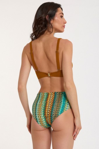 ARGENTO - Argento Kadın Bikini Takımı Yüksel Bel - Ebruli/Kahverengi (1)