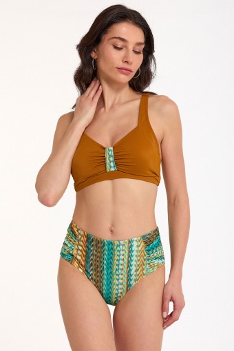 ARGENTO - Argento Kadın Bikini Takımı Yüksel Bel - Ebruli/Kahverengi